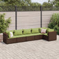 6-tlg. Garten-Lounge-Set mit Kissen Braun Poly Rattan