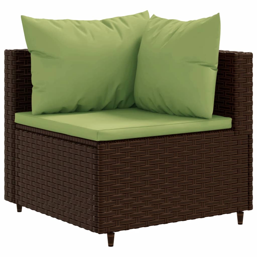 5-tlg. Garten-Lounge-Set mit Kissen Braun Poly Rattan