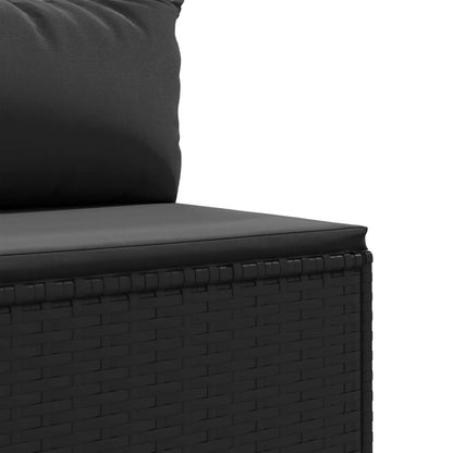 7-tlg. Garten-Lounge-Set mit Kissen Schwarz Poly Rattan