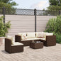 6-tlg. Garten-Lounge-Set mit Kissen Braun Poly Rattan