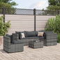 6-tlg. Garten-Lounge-Set mit Kissen Grau Poly Rattan