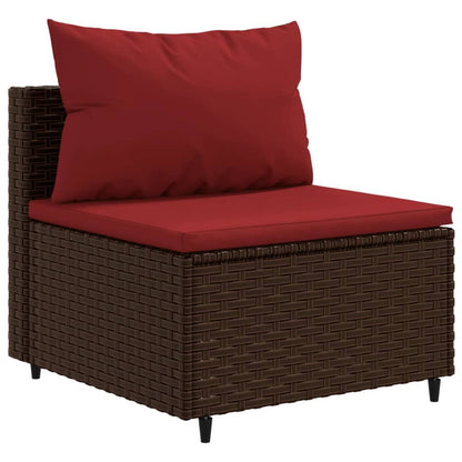 6-tlg. Garten-Lounge-Set mit Kissen Braun Poly Rattan