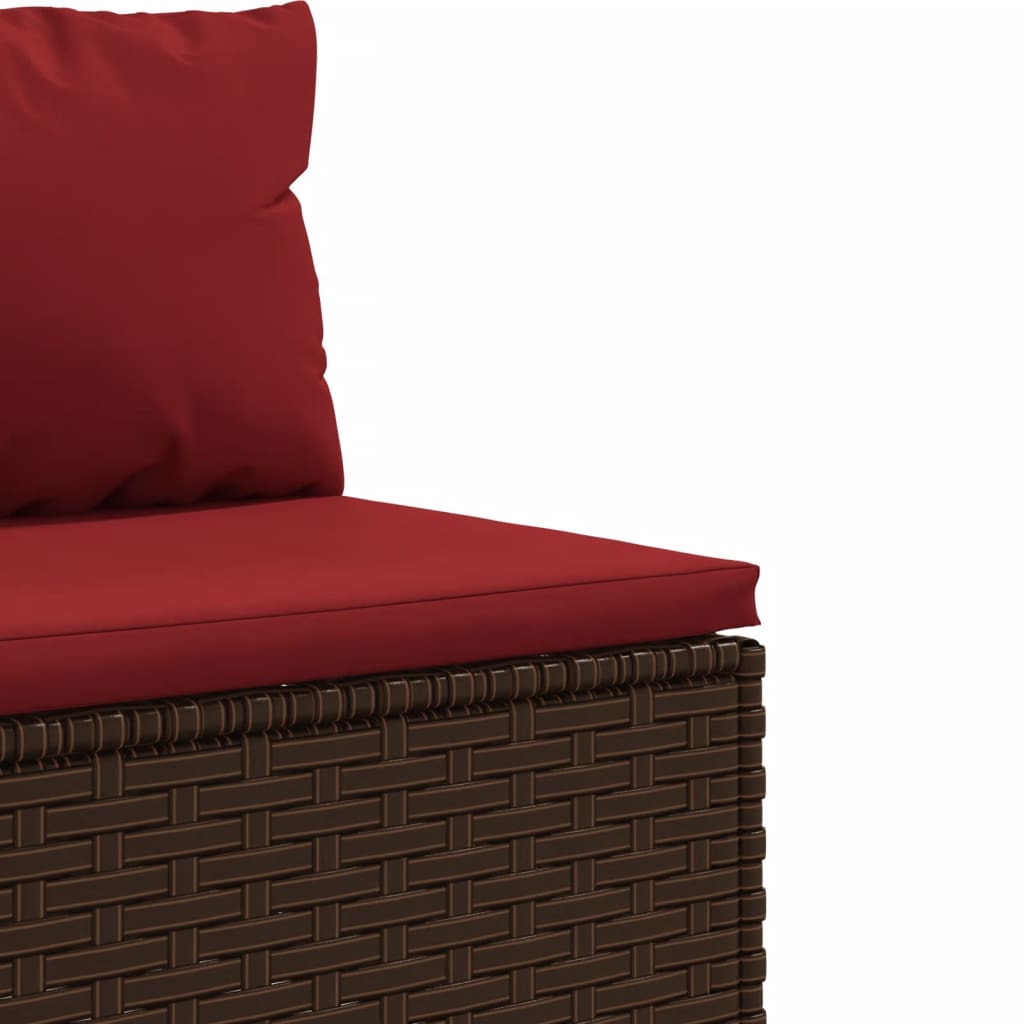 6-tlg. Garten-Lounge-Set mit Kissen Braun Poly Rattan