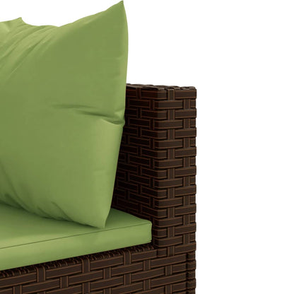 7-tlg. Garten-Lounge-Set mit Kissen Braun Poly Rattan