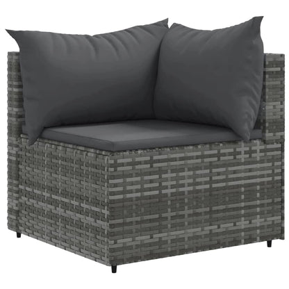 8-tlg. Garten-Lounge-Set mit Kissen Grau Poly Rattan