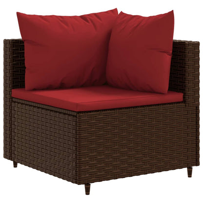 8-tlg. Garten-Lounge-Set mit Kissen Braun Poly Rattan