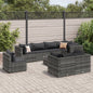 9-tlg. Garten-Lounge-Set mit Kissen Grau Poly Rattan