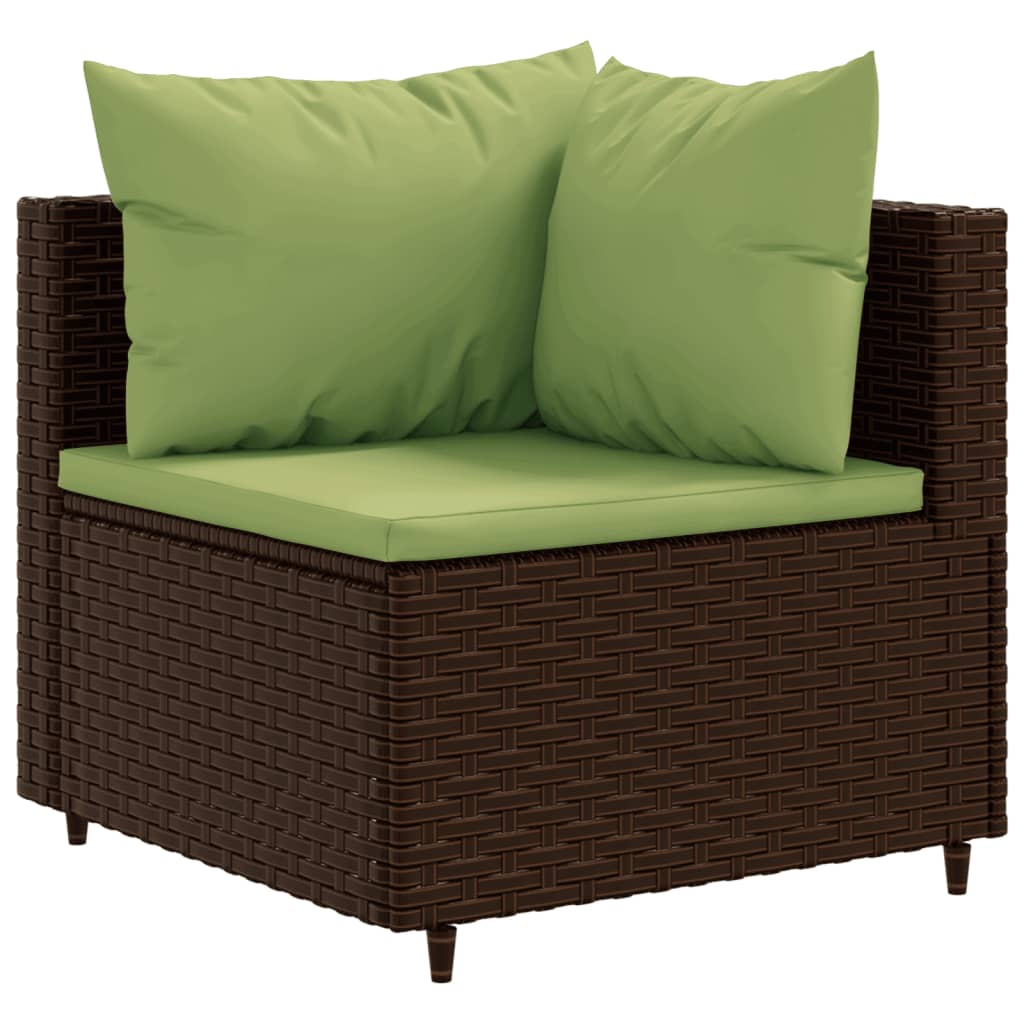 9-tlg. Garten-Lounge-Set mit Kissen Braun Poly Rattan