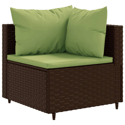 9-tlg. Garten-Lounge-Set mit Kissen Braun Poly Rattan