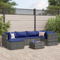 7-tlg. Garten-Lounge-Set mit Kissen Grau Poly Rattan