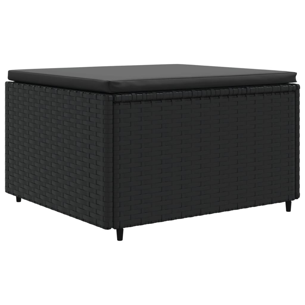 7-tlg. Garten-Lounge-Set mit Kissen Schwarz Poly Rattan