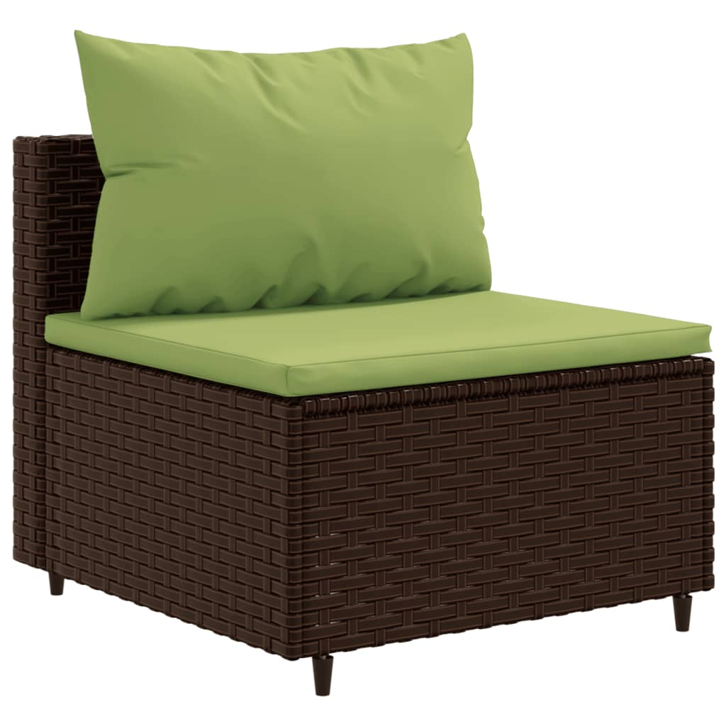 7-tlg. Garten-Lounge-Set mit Kissen Braun Poly Rattan