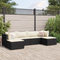 6-tlg. Garten-Lounge-Set mit Kissen Schwarz Poly Rattan