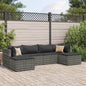 6-tlg. Garten-Lounge-Set mit Kissen Grau Poly Rattan