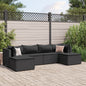 6-tlg. Garten-Lounge-Set mit Kissen Schwarz Poly Rattan