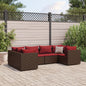 6-tlg. Garten-Lounge-Set mit Kissen Braun Poly Rattan