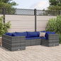 6-tlg. Garten-Lounge-Set mit Kissen Grau Poly Rattan