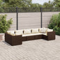 7-tlg. Garten-Lounge-Set mit Kissen Braun Poly Rattan