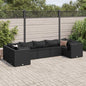 7-tlg. Garten-Lounge-Set mit Kissen Schwarz Poly Rattan