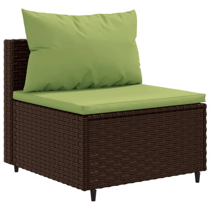 9-tlg. Garten-Lounge-Set mit Kissen Braun Poly Rattan