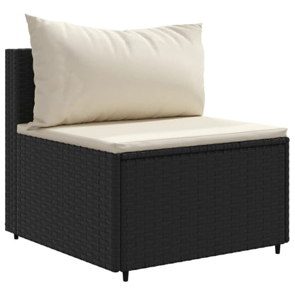 9-tlg. Garten-Sofagarnitur mit Kissen Schwarz Poly Rattan