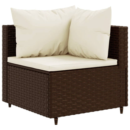 9-tlg. Garten-Sofagarnitur mit Kissen Braun Poly Rattan