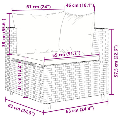 9-tlg. Garten-Sofagarnitur mit Kissen Schwarz Poly Rattan