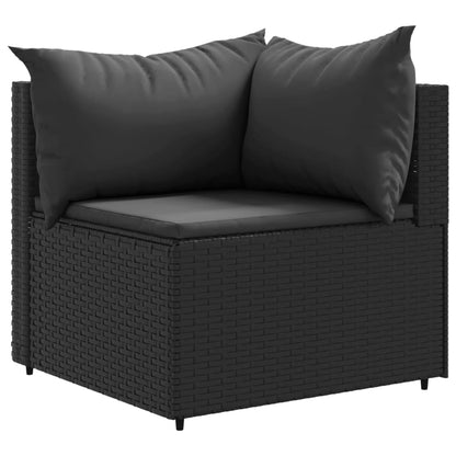 9-tlg. Garten-Sofagarnitur mit Kissen Schwarz Poly Rattan