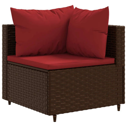 9-tlg. Garten-Sofagarnitur mit Kissen Braun Poly Rattan