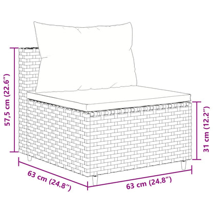 9-tlg. Garten-Sofagarnitur mit Kissen Grau Poly Rattan