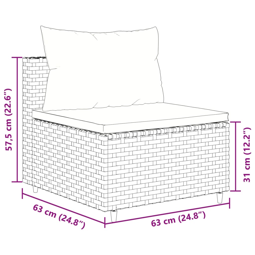 10-tlg. Garten-Sofagarnitur mit Kissen Grau Poly Rattan