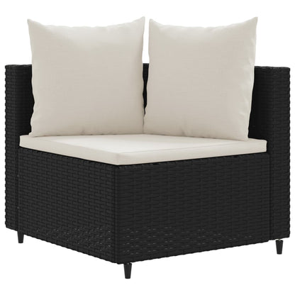 4-tlg. Garten-Sofagarnitur mit Kissen Schwarz Poly Rattan