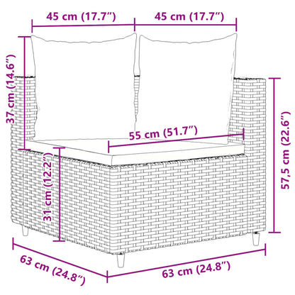 4-tlg. Garten-Sofagarnitur mit Kissen Schwarz Poly Rattan