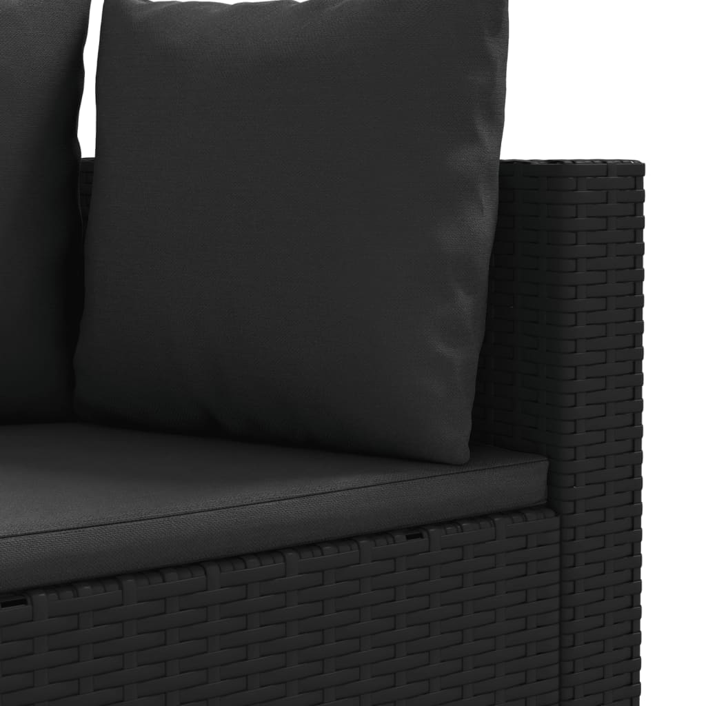 4-tlg. Garten-Sofagarnitur mit Kissen Schwarz Poly Rattan