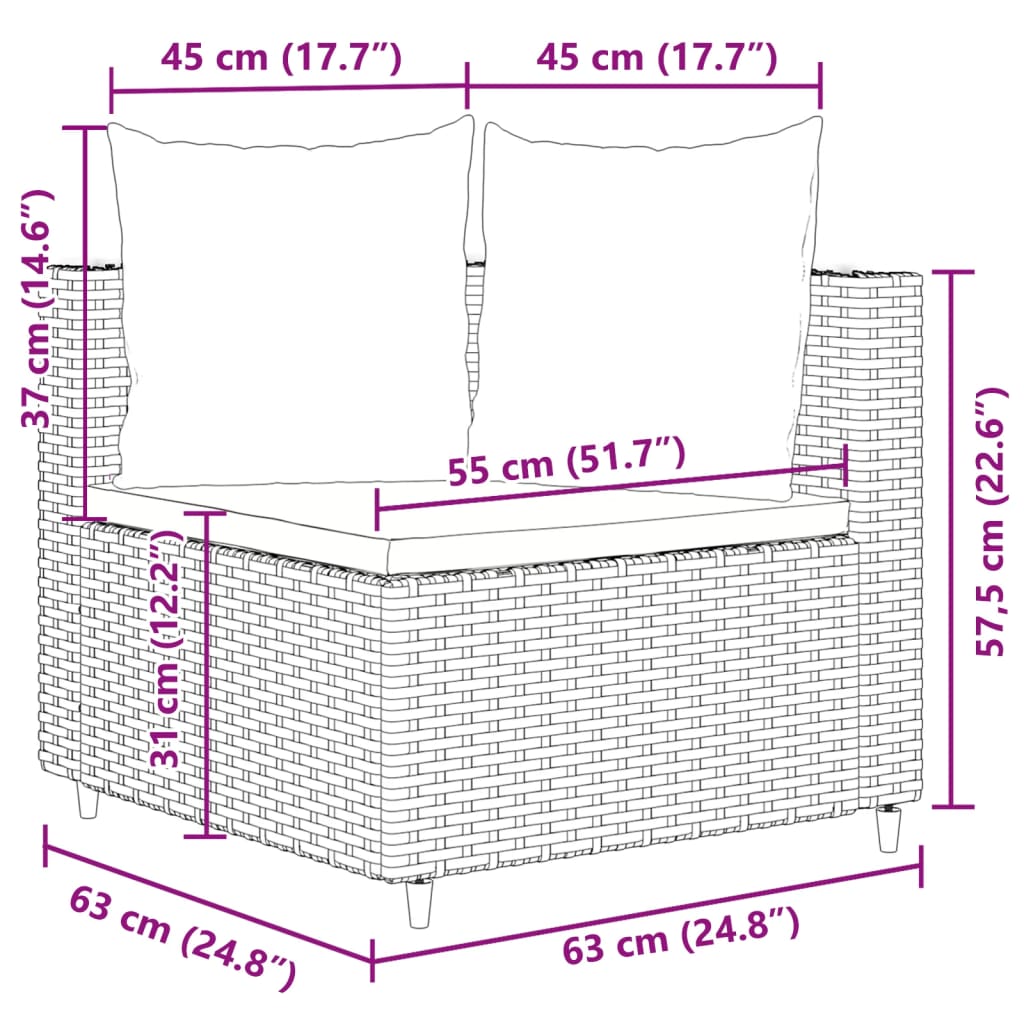 4-tlg. Garten-Sofagarnitur mit Kissen Braun Poly Rattan