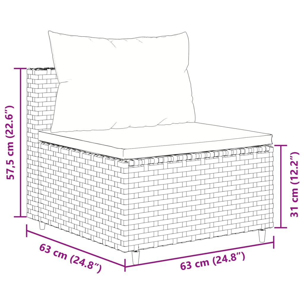 5-tlg. Garten-Sofagarnitur mit Kissen Braun Poly Rattan