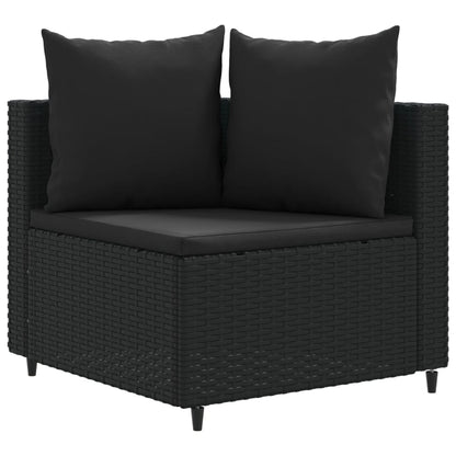 5-tlg. Garten-Sofagarnitur mit Kissen Schwarz Poly Rattan