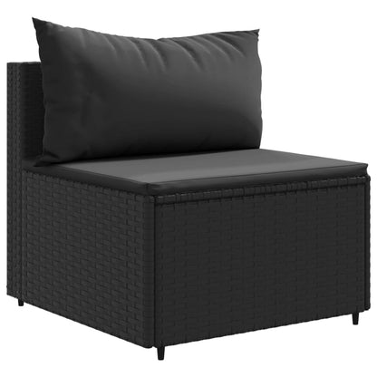 5-tlg. Garten-Sofagarnitur mit Kissen Schwarz Poly Rattan