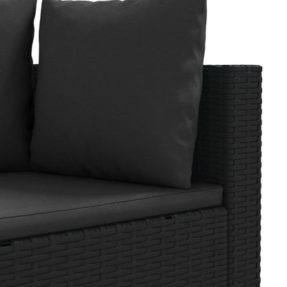 5-tlg. Garten-Sofagarnitur mit Kissen Schwarz Poly Rattan