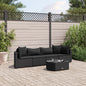 5-tlg. Garten-Sofagarnitur mit Kissen Schwarz Poly Rattan