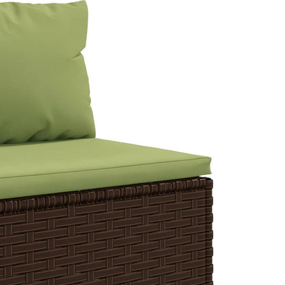 5-tlg. Garten-Sofagarnitur mit Kissen Braun Poly Rattan