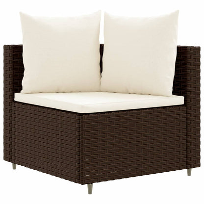 7-tlg. Garten-Sofagarnitur mit Kissen Braun Poly Rattan