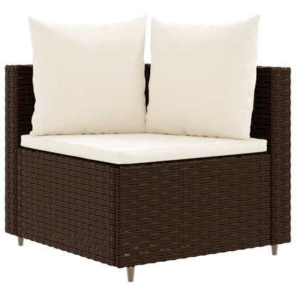 8-tlg. Garten-Sofagarnitur mit Kissen Braun Poly Rattan