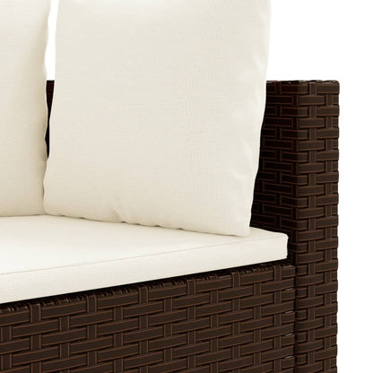 8-tlg. Garten-Sofagarnitur mit Kissen Braun Poly Rattan