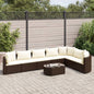 8-tlg. Garten-Sofagarnitur mit Kissen Braun Poly Rattan