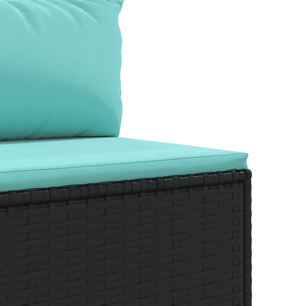 8-tlg. Garten-Sofagarnitur mit Kissen Schwarz Poly Rattan