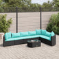 8-tlg. Garten-Sofagarnitur mit Kissen Schwarz Poly Rattan