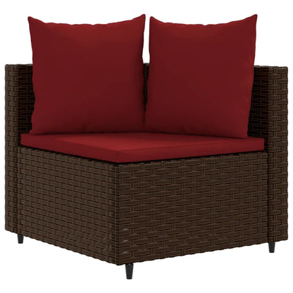 8-tlg. Garten-Sofagarnitur mit Kissen Braun Poly Rattan