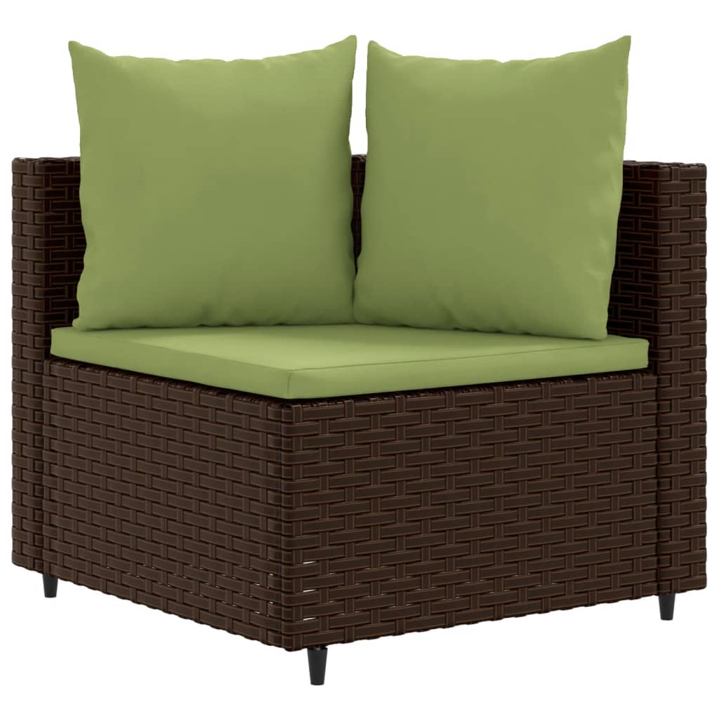 8-tlg. Garten-Sofagarnitur mit Kissen Braun Poly Rattan