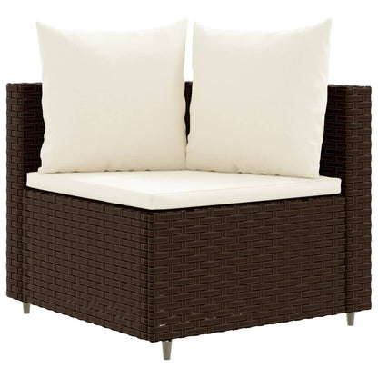 6-tlg. Garten-Sofagarnitur mit Kissen Braun Poly Rattan